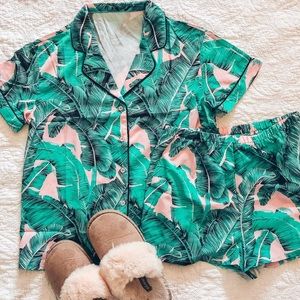 Palm Leaf Shorts Pajama Set
